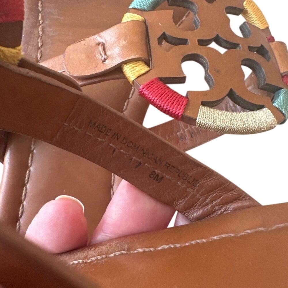 Tory Burch Miller Wrapped Logo Sandals Vachetta Multi Size 8 - Picture 6 of 13